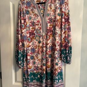 Floral Bohemian Dress with V-Neck